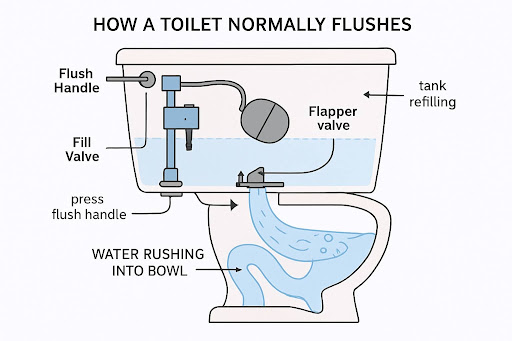 how does a toilet normally flush